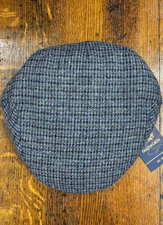 Worcester Flat Cap | Grey with Blue Overcheck