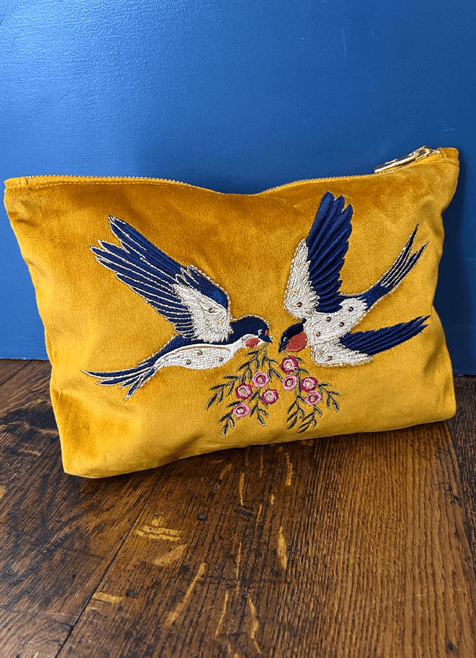 Velvet Zip Pouch | Swallow