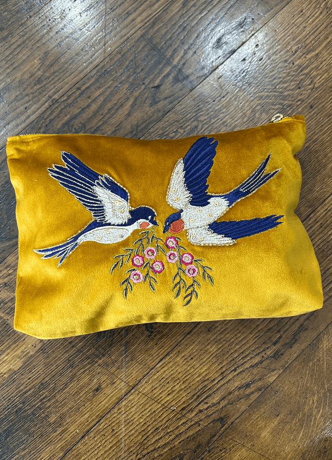 Velvet Zip Pouch | Swallow