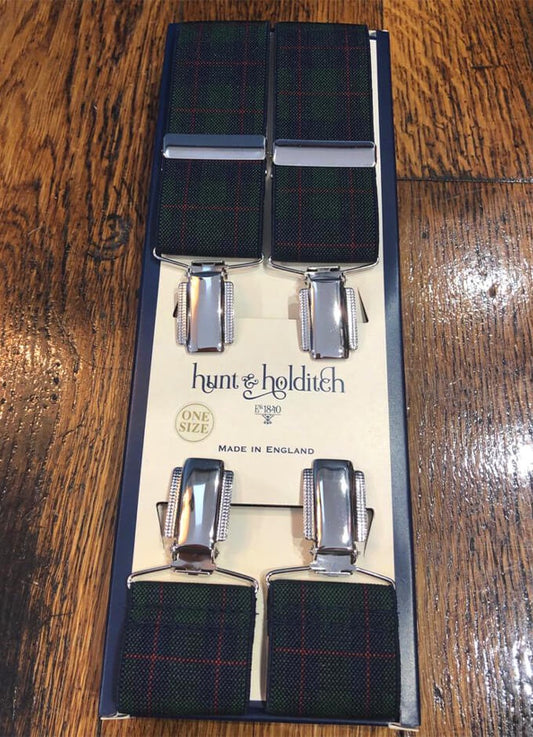 Clip Braces | Blue/Green Tartan