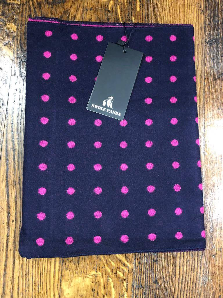 Swole Panda Bamboo Scarf | Navy with Pink Spots