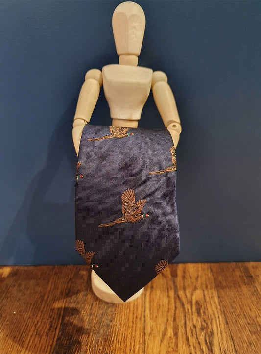 Country Silk Tie | Flying Pheasant Navy