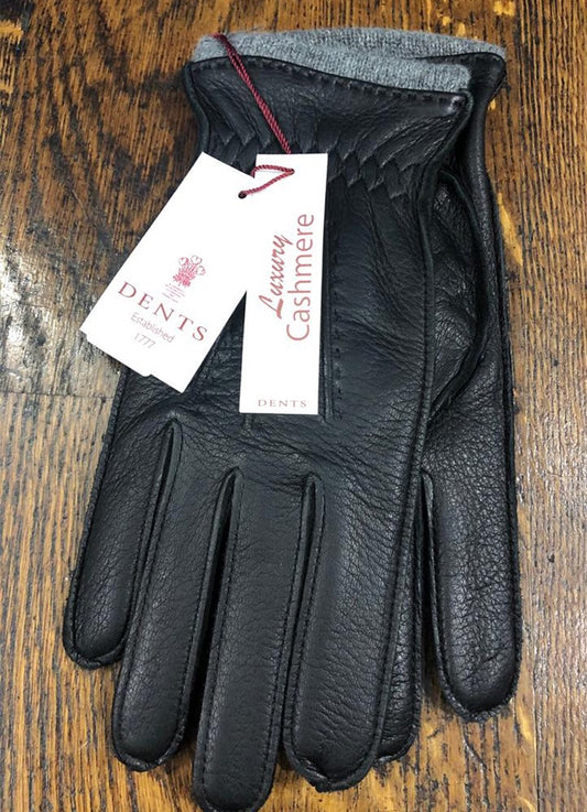 Ladies Deerskin Cashmere Lined Gloves | Black & Grey