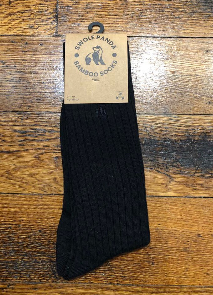 Swole Panda | Black Ribbed Socks
