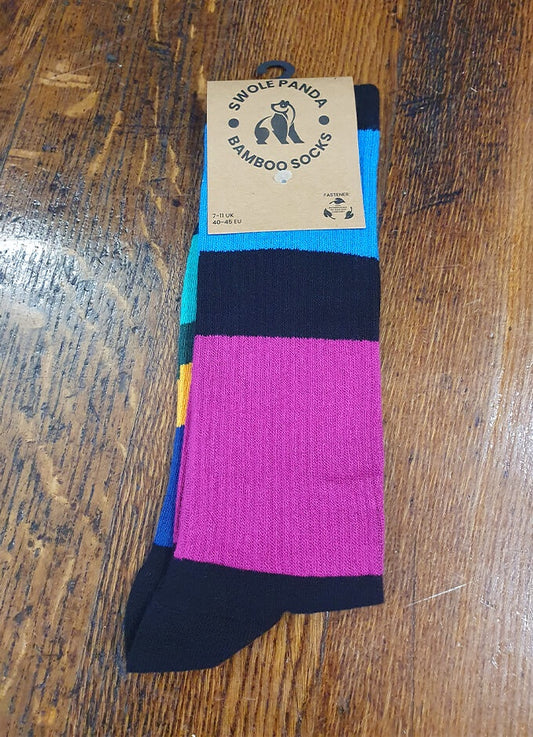 Swole Panda | Multicoloured Block Stripe Socks