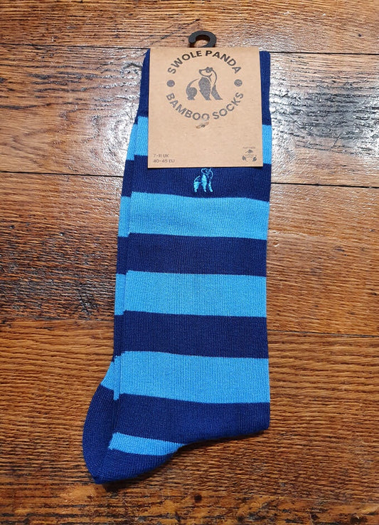 Swole Panda | Blue Block Striped Socks
