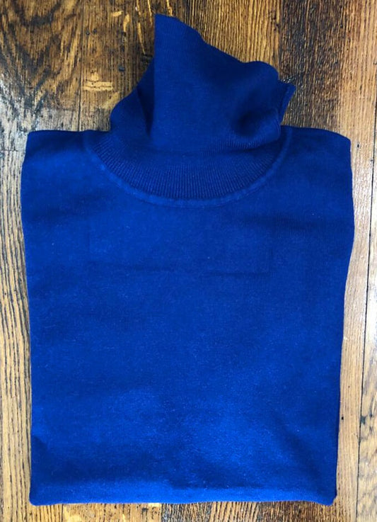 Cotton/Cashmere Roll Neck Jumper | Blue