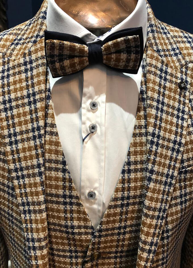 Bow Tie | Brown and Navy Check