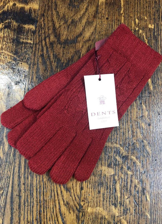 Ladies Cable Knit Glove | Claret