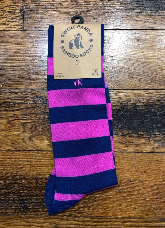 Swole Panda | Blue and Pink Striped Socks