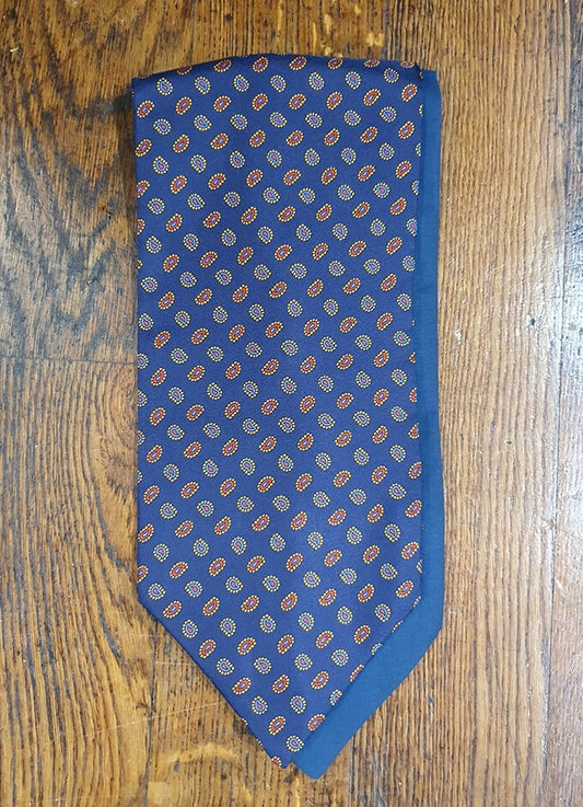 Silk Cravat | Fine Navy Paisley