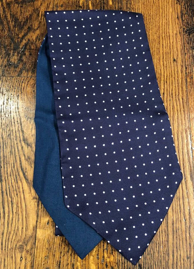 Silk Cravat | Navy with White Spot