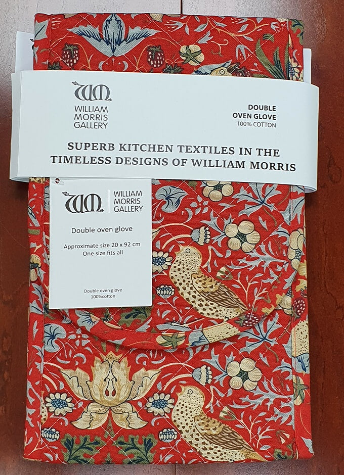 William Morris Red Strawberry Thief | Double Oven Glove