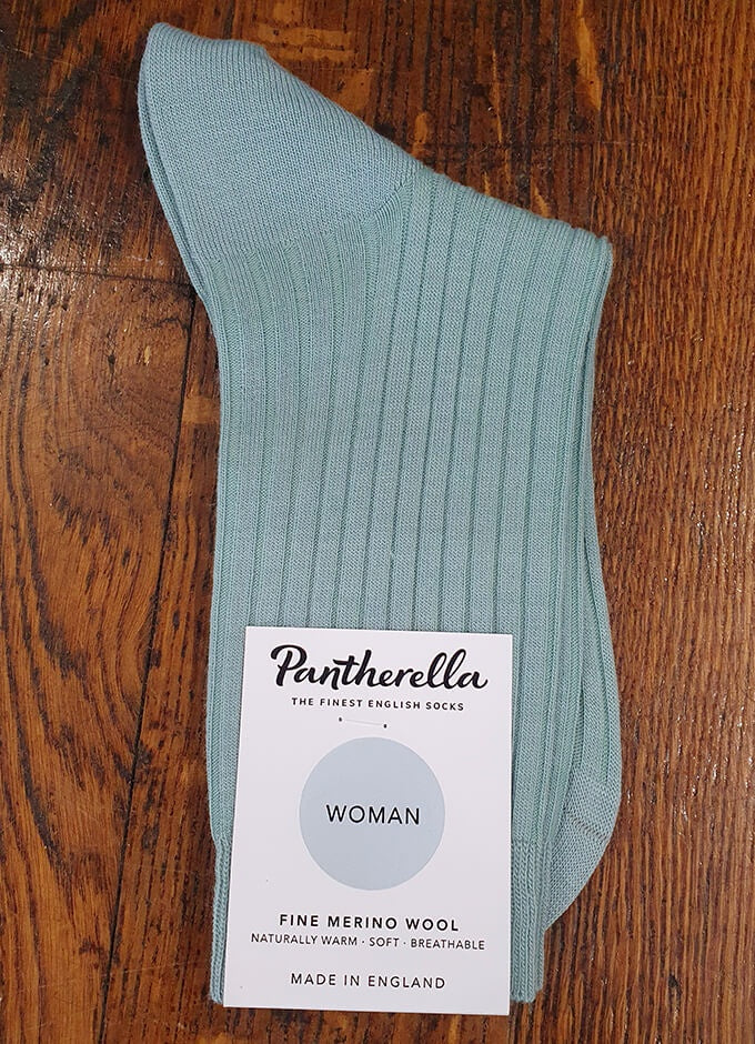 Ladies Ribbed Socks | Duck Egg