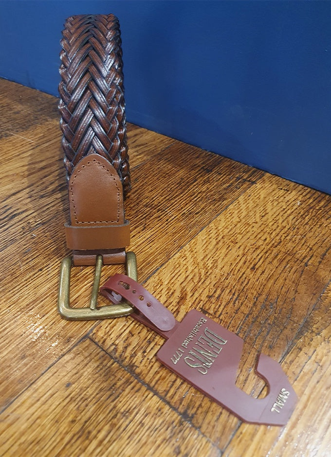 Brown Leather Plaited Belt