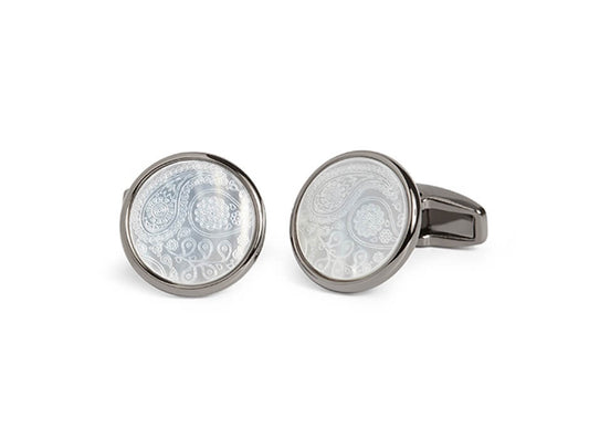 Cufflinks | Paisley Fine Etched Mother of Pearl