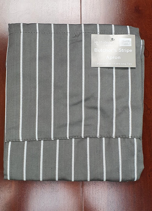 Grey Woven Butchers Stripe Apron