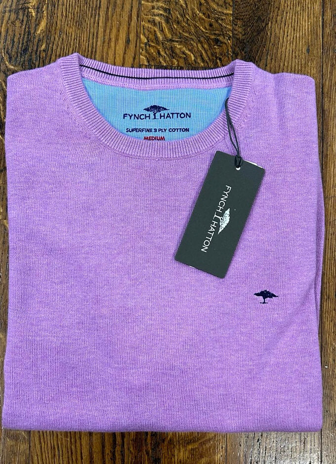 Fynch Hatton Cotton Crew Neck Jumper | Dusty Lavender