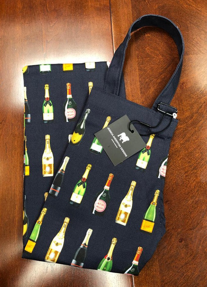 Pure Cotton Apron | Navy Champagne and Fizz
