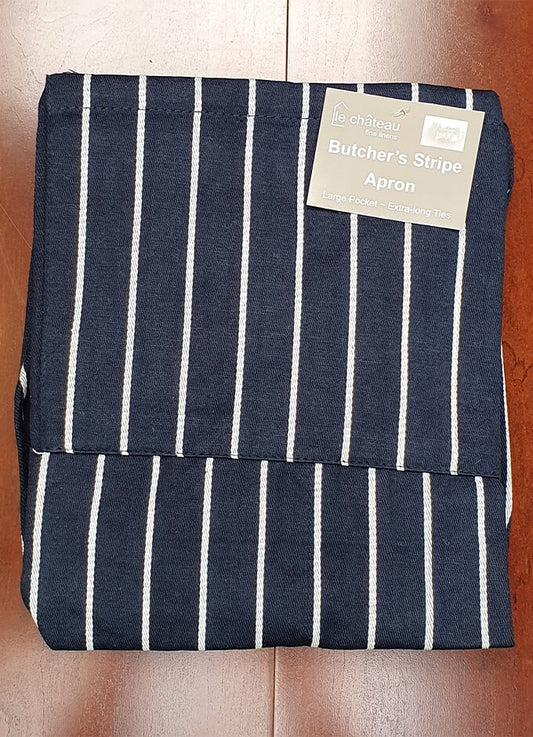 Navy Woven Butchers Stripe Apron