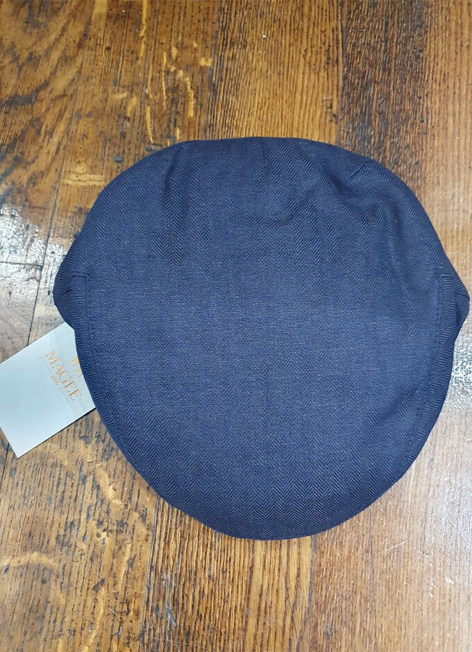 Herringbone Linen Cap | Navy