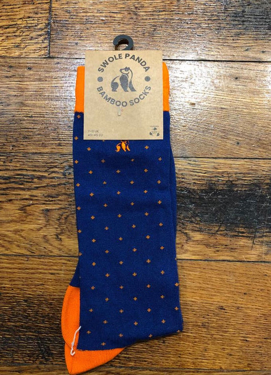 Swole Panda | Blue with Orange Spot Socks