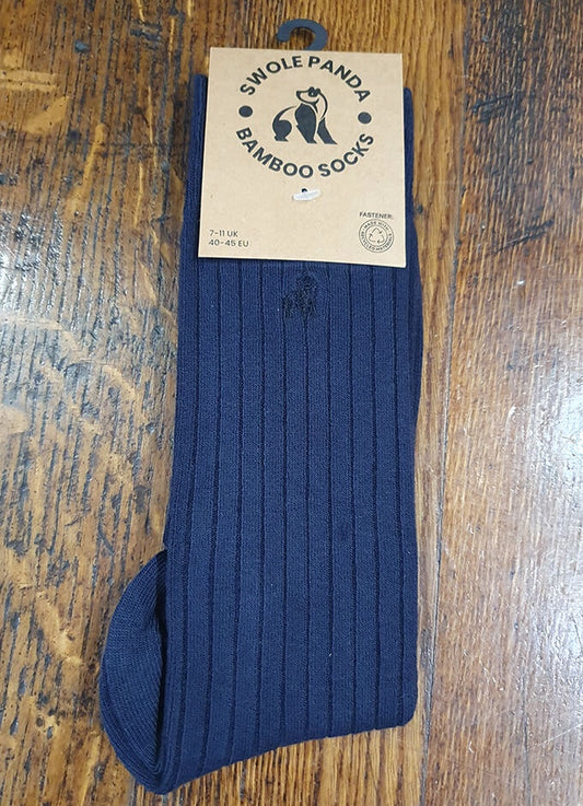 Swole Panda | Navy Ribbed Socks