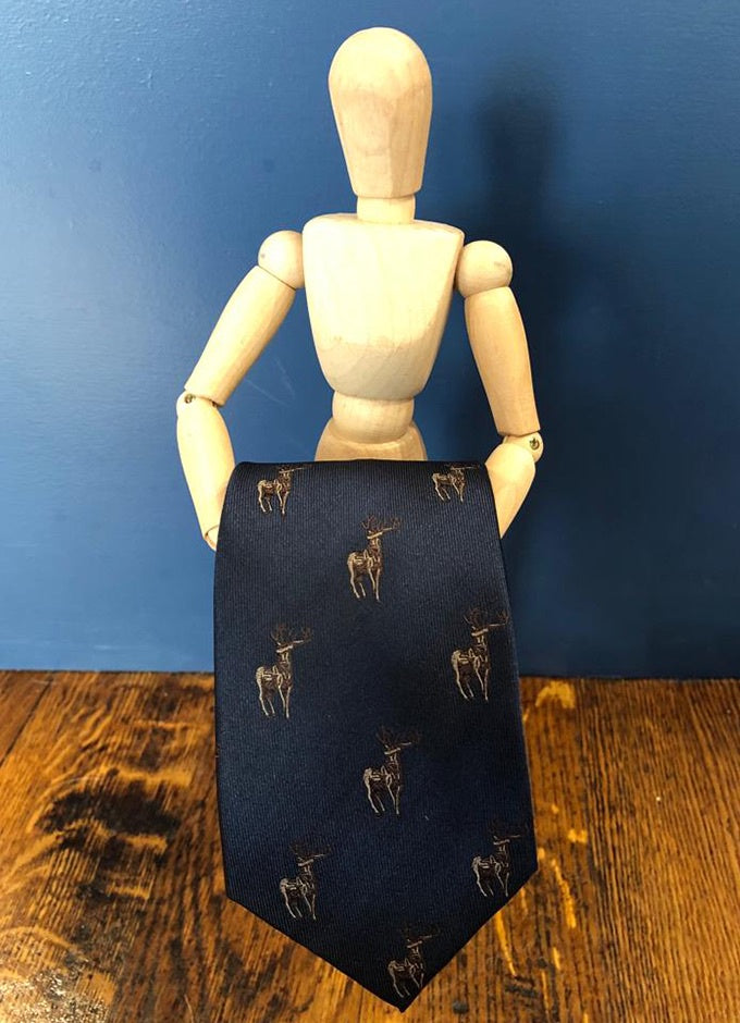 Country Silk Tie | Standing Stag Navy