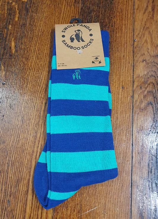 Swole Panda | Bright Green/Navy Stripe Socks
