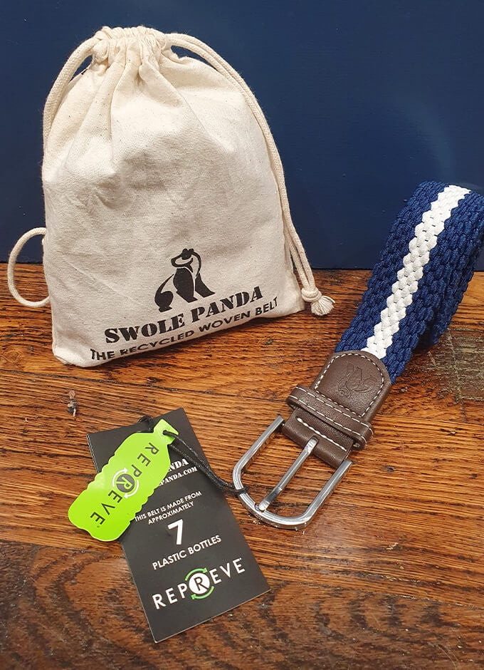 Swole Panda | Navy with White Stripe Belt