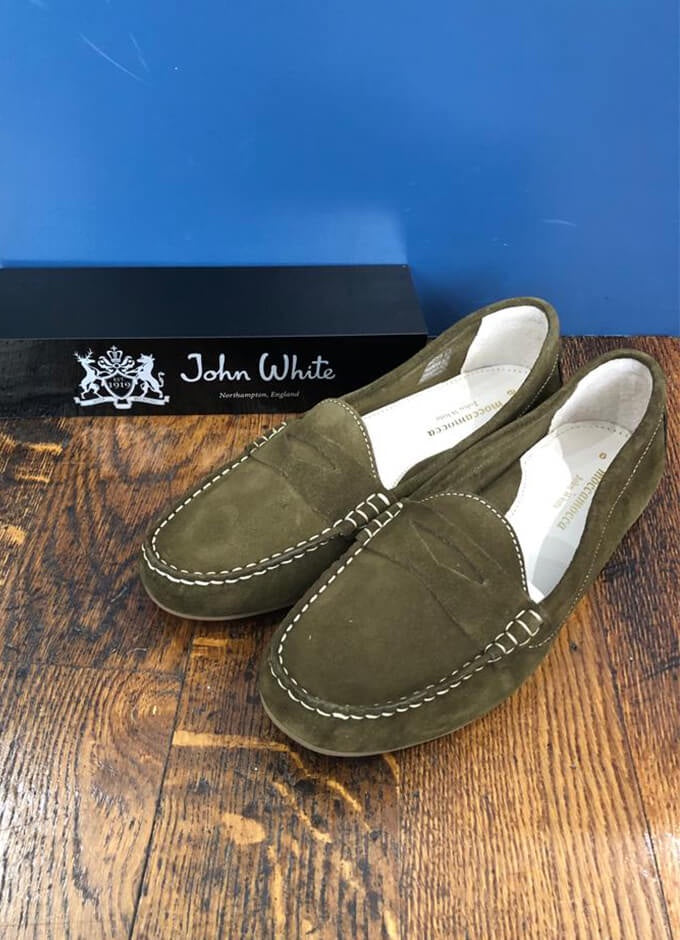 Amelie Suede Moccasin | Moss Green
