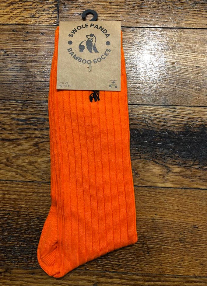 Swole Panda | Orange Ribbed Socks