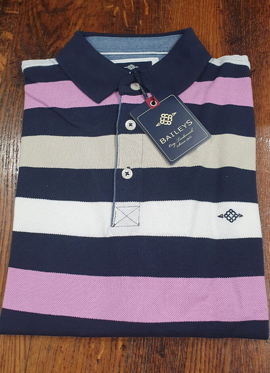 Cotton Polo | Purple Block Stripe