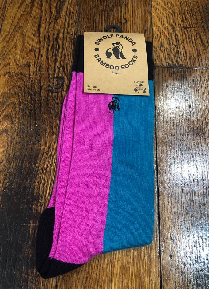 Swole Panda | Pink / Turquoise Vertical Striped Socks