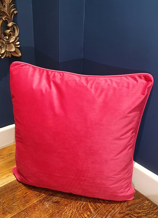 Velvet Velour Feather Cushion | 60cm x 60cm | Hot Pink
