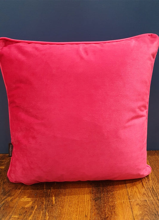 Velvet Velour Feather Cushion | 45cm x 45cm | Hot (Pink)