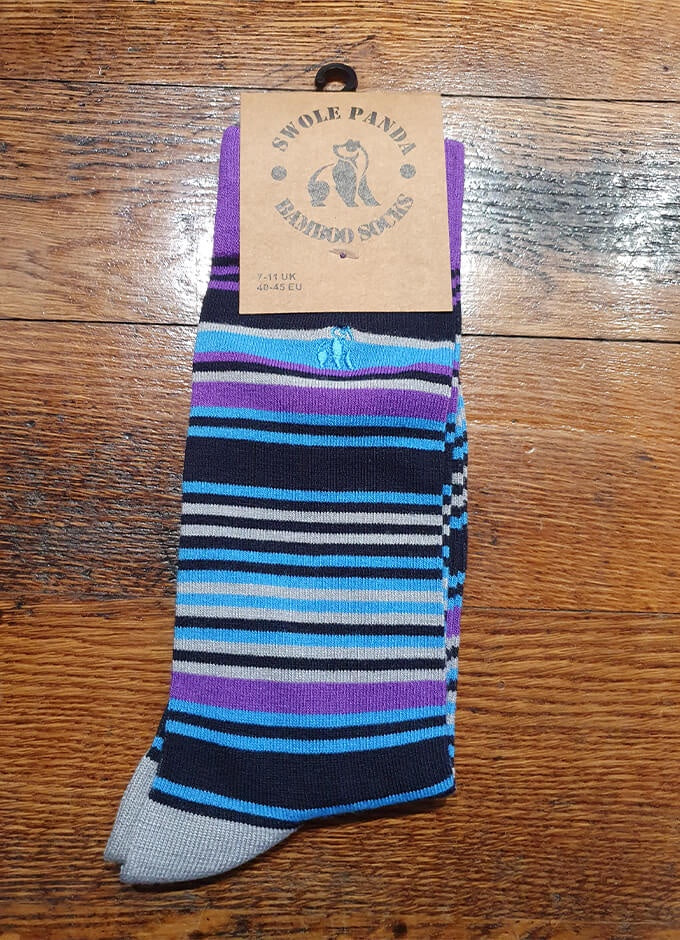 Swole Panda | Purple and Blue Striped Socks
