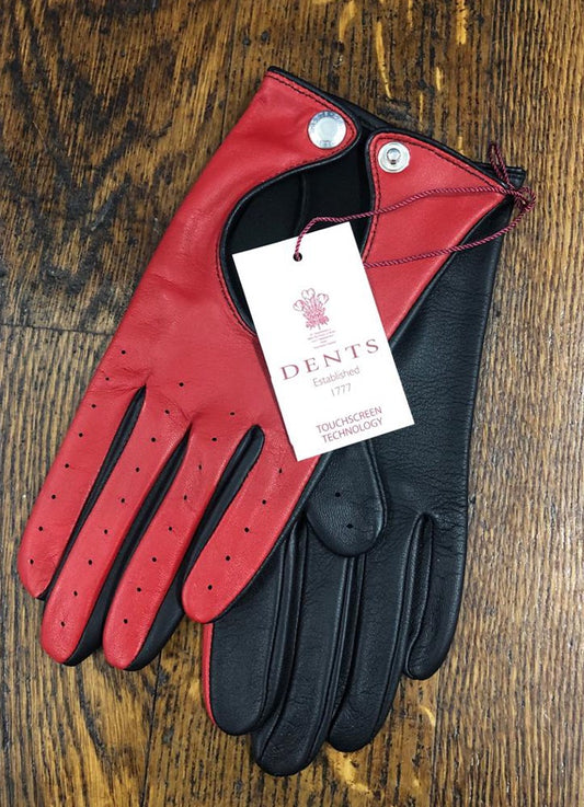 Ladies Leather Driving Glove | Black & Berry