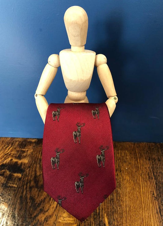 Country Silk Tie | Standing Stag Wine