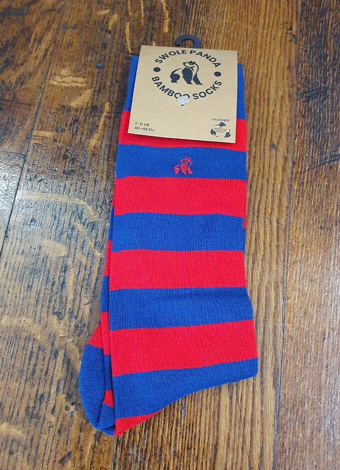 Swole Panda | Navy and Red Stripe Socks