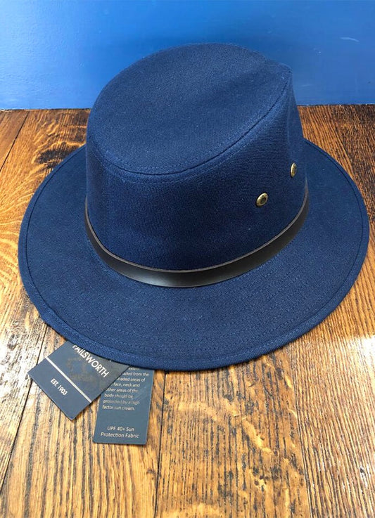 Irish Linen Safari Hat | Navy