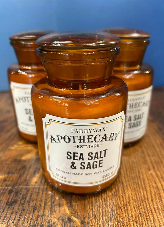 Apothecary Glass Jar Candle 8oz | Sea Salt & Sage