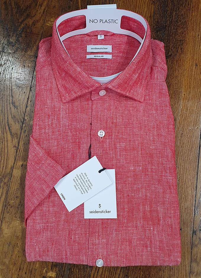 Short Sleeve Shirt | Linen | Salmon