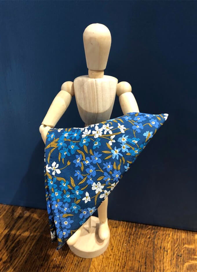 Pocket Square | Sea Blossom Blue | Made with Liberty Fabric