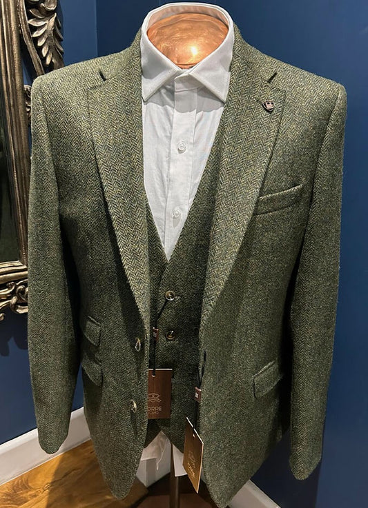 Shrewsbury Green Herringbone Moon Tweed Jacket