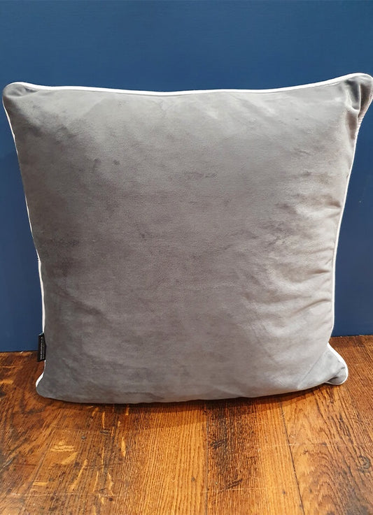 Velvet Velour Feather Cushion | 45cm x 45cm | Silver