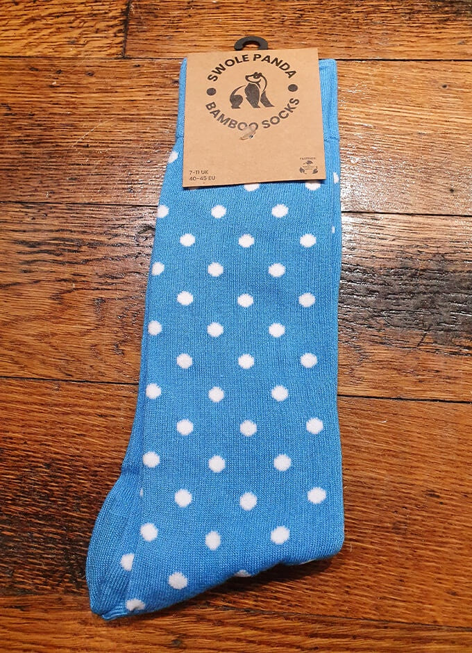 Swole Panda | Sky Blue with White Spots Socks