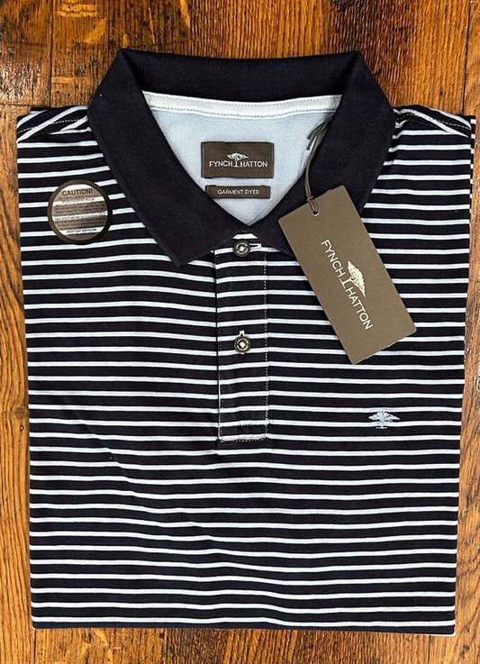 Cotton Striped Polo Shirt | Navy