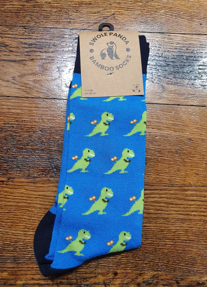 Swole Panda | Blue Dinosaur Socks