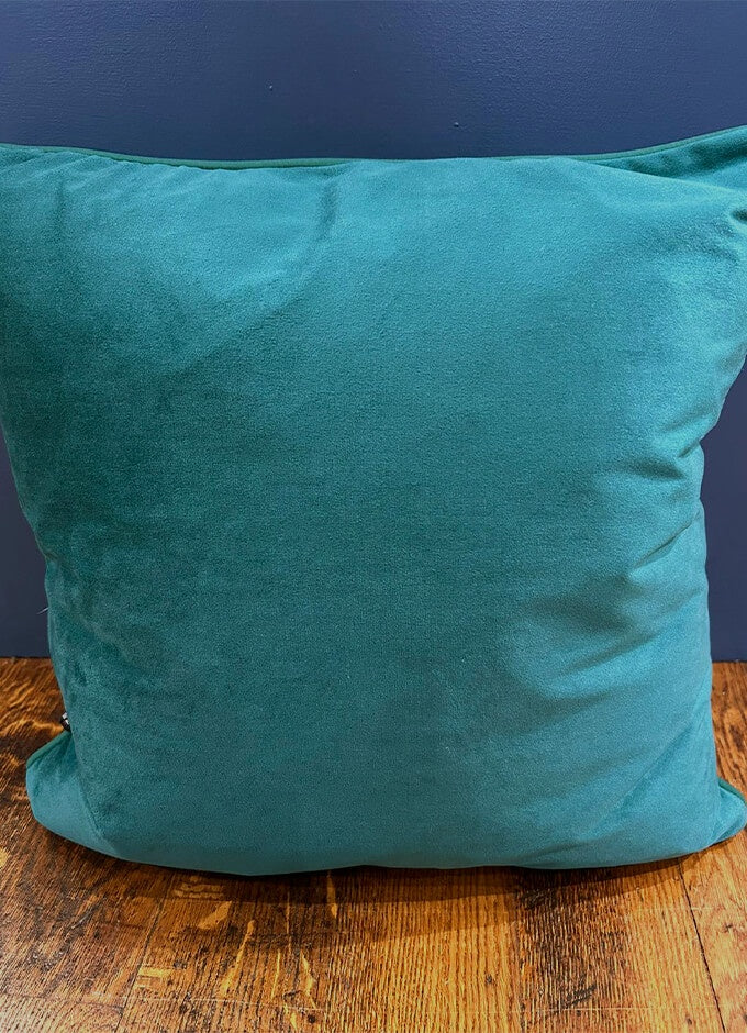 Velvet Velour Feather Cushion | 45cm x 45cm | Teal